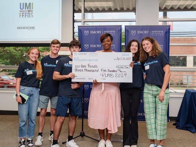 Umi Feeds receives a grant during Goizueta's 2024 Philanthropy Lab giving ceremony
